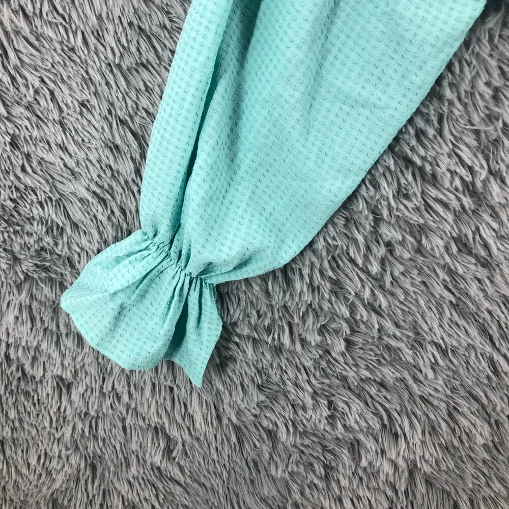 Shein Crop Top Womens 2XL Curve Blue Bustier Square Neck Lace Balloon Sleeve - Picture 2 of 10